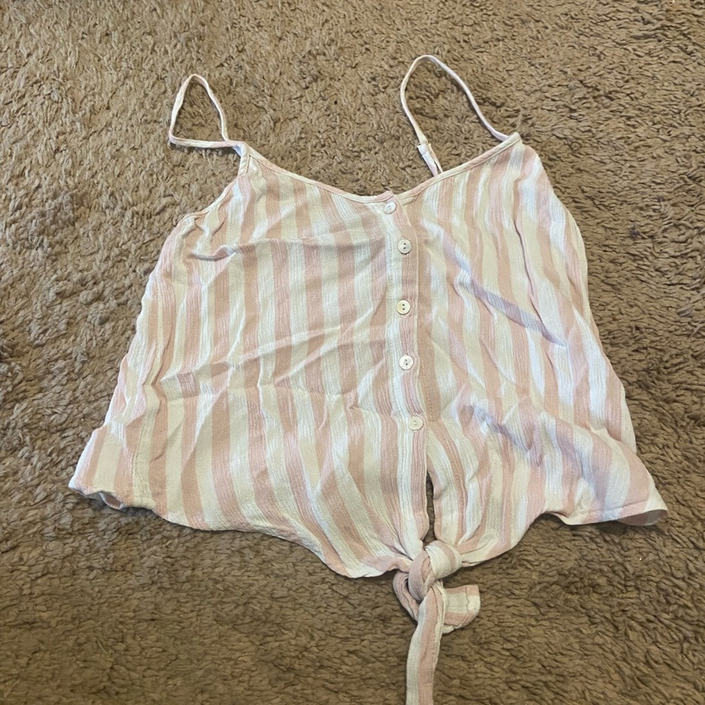 Striped Button-Down Tie-Front Top